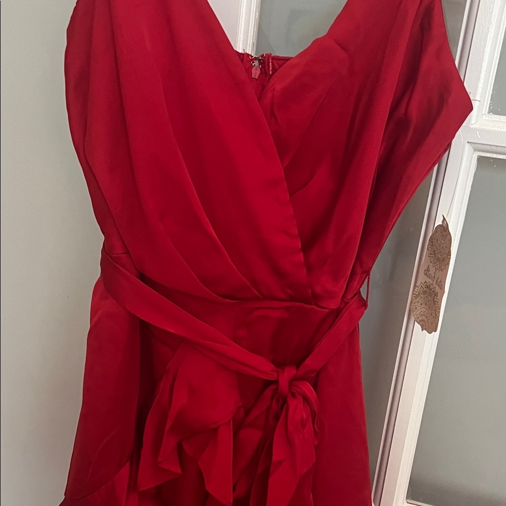 Altar'd State Vibrant Red Wrap Mini Dress - Picture 2 of 6